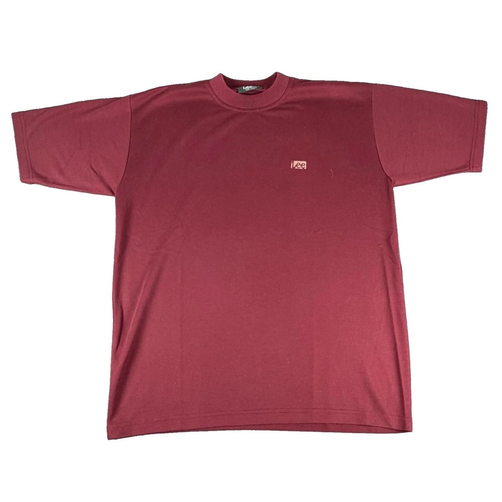 Vintage Lee Shirt Mens 2XL Red Logo Relaxed Fit Casual Solid Tee Union Made